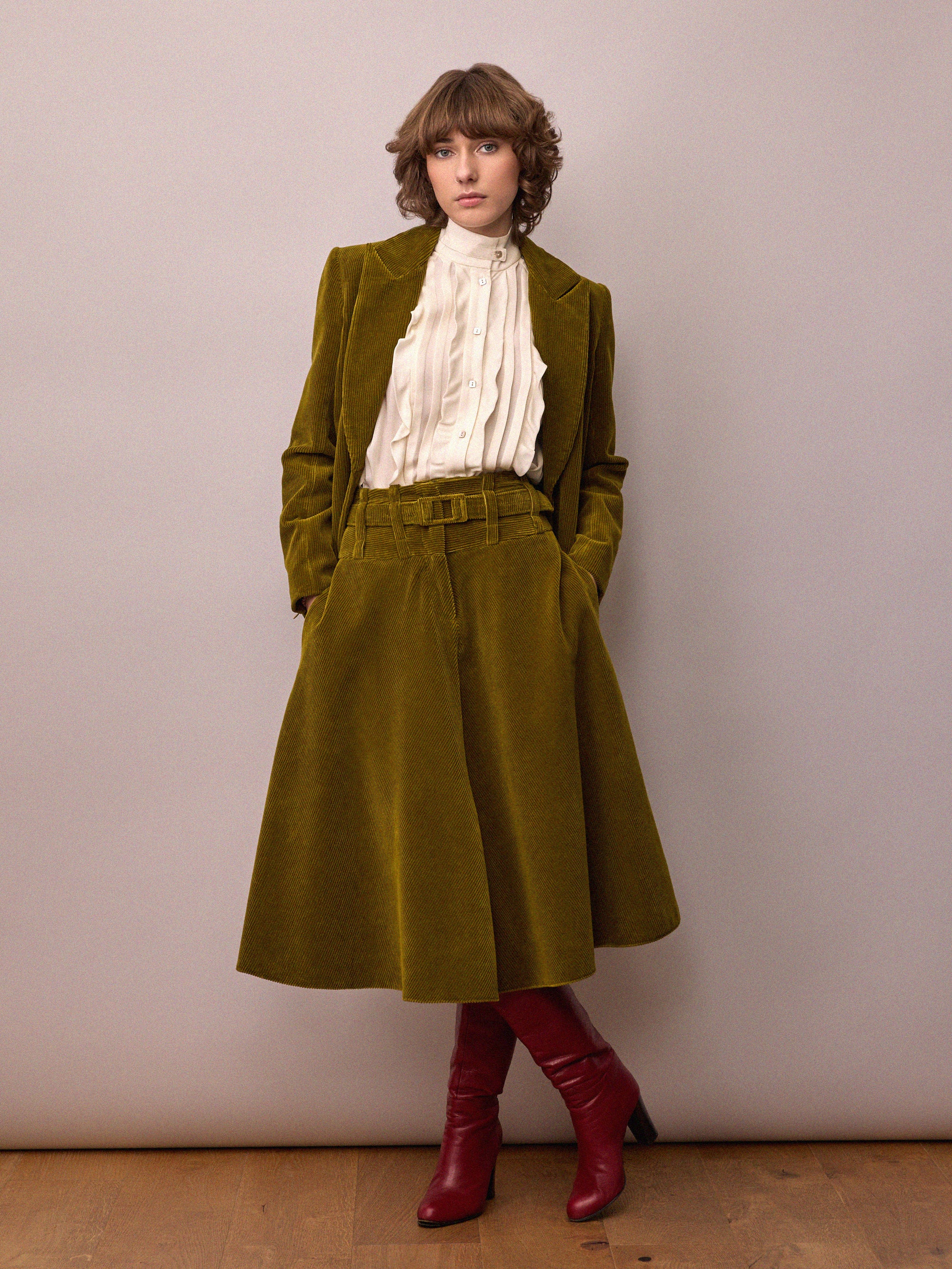 Camille Skirt / Chartreuse Corduroy