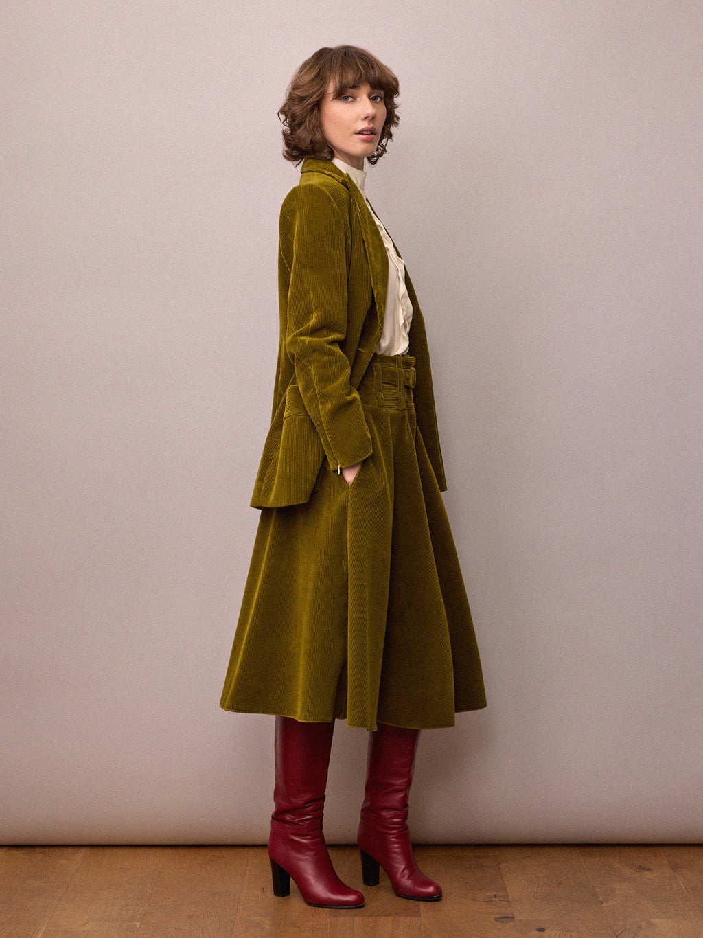Camille Skirt / Chartreuse Corduroy