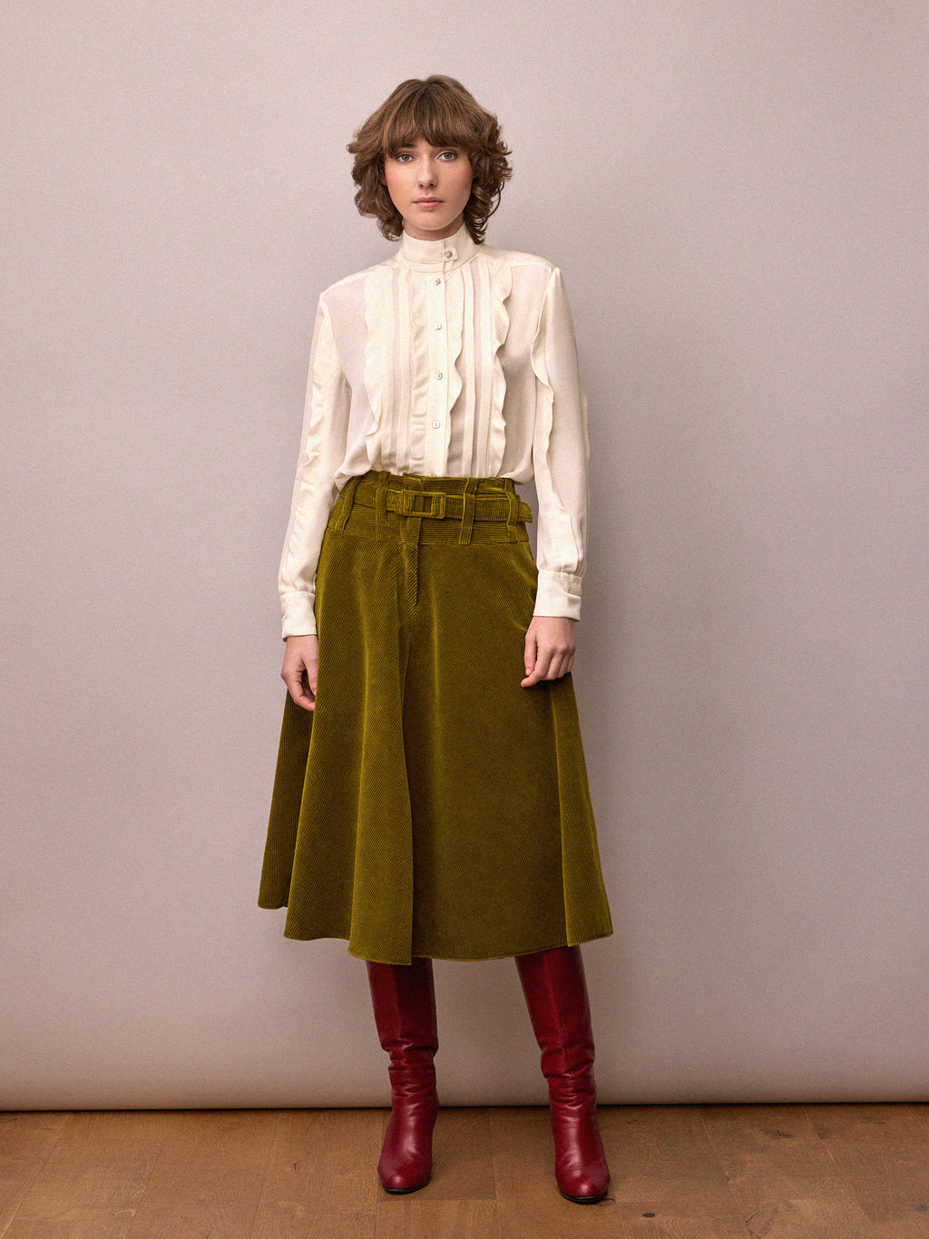 Camille Skirt / Chartreuse Corduroy