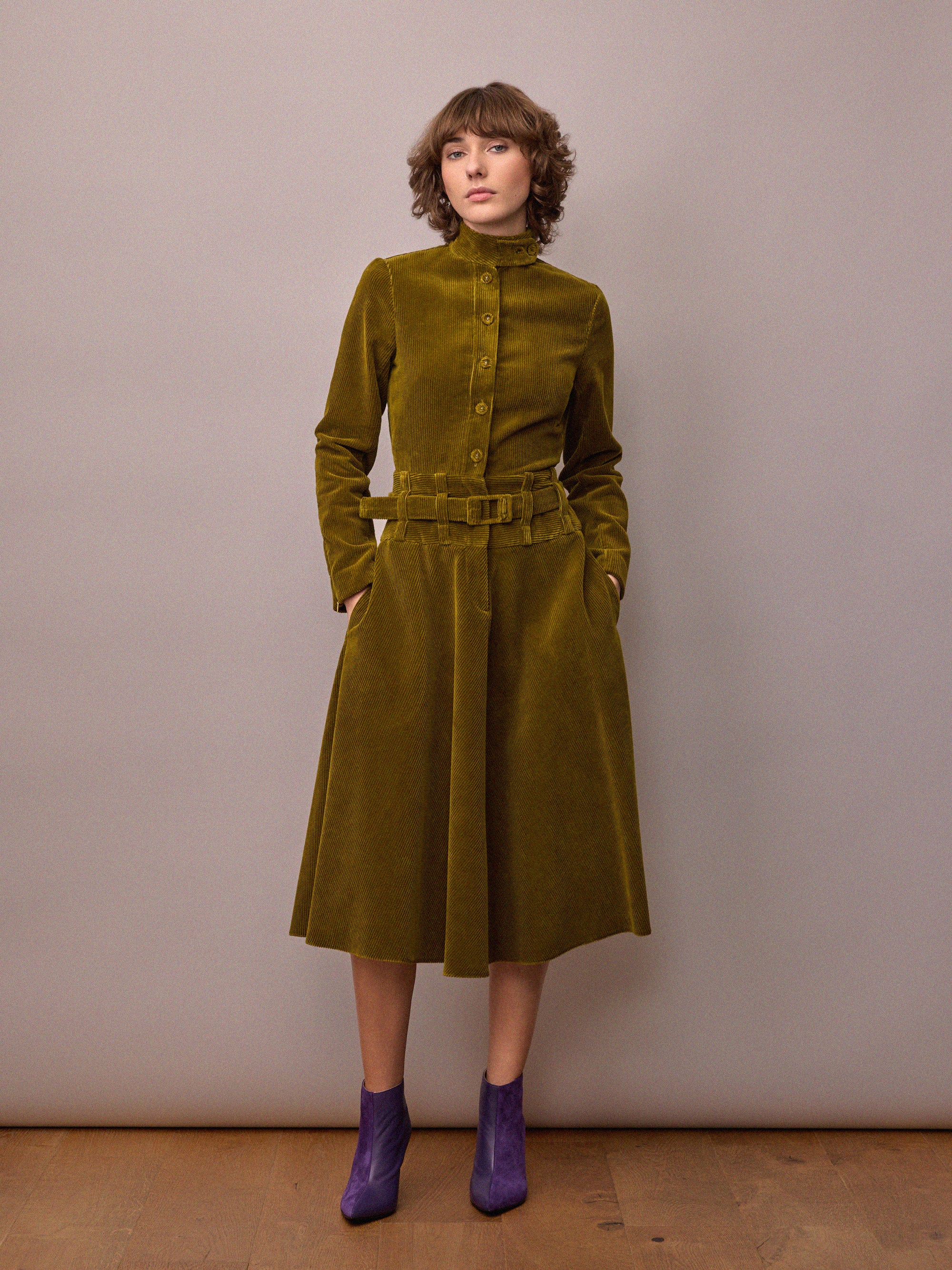 Charlie Dress / Chartreuse Corduroy