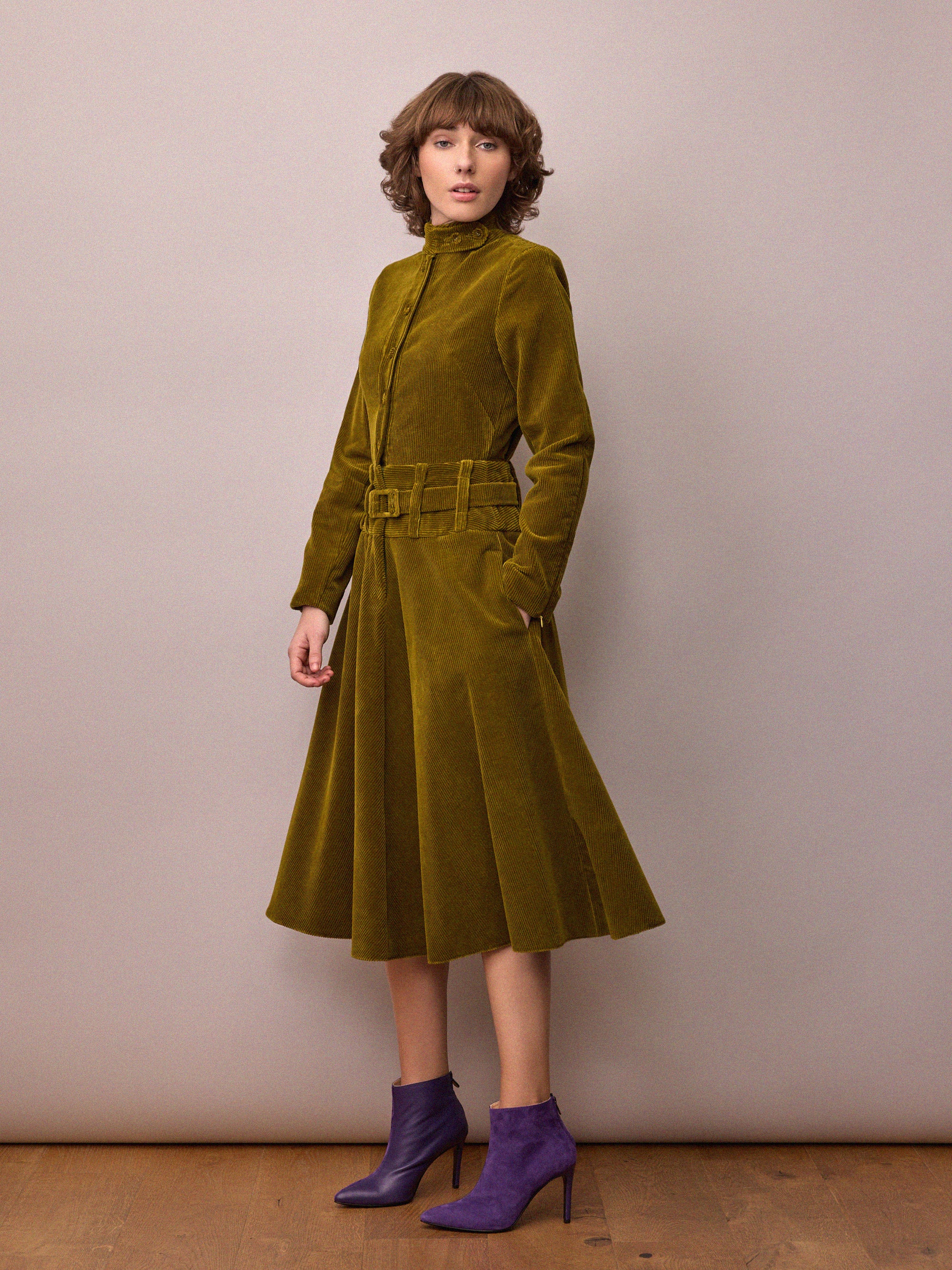 Charlie Dress / Chartreuse Corduroy