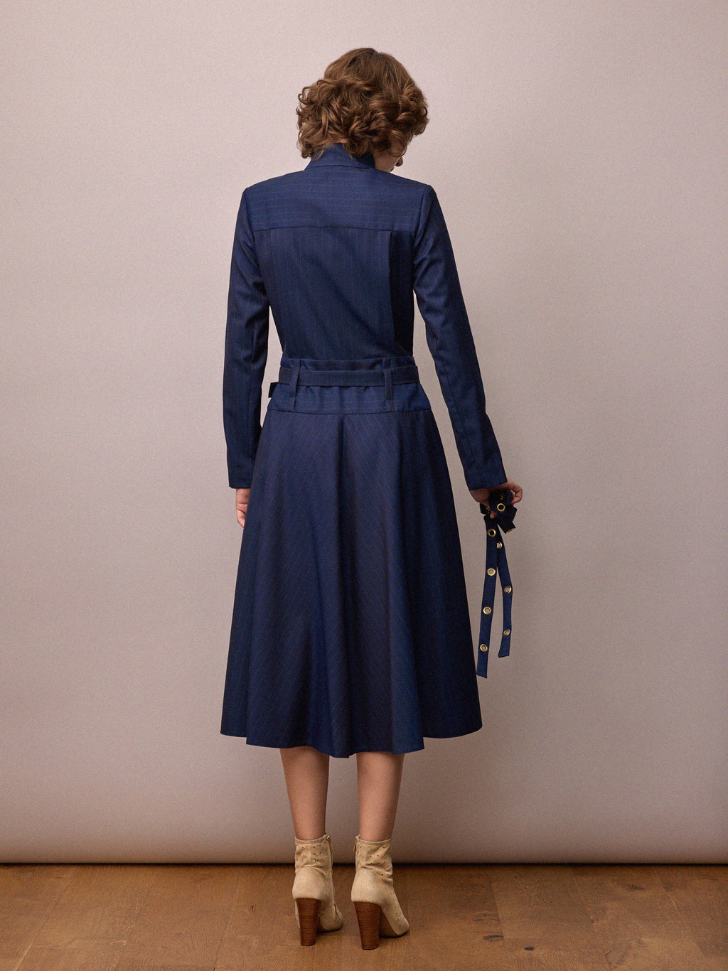 Charlie Dress / Navy and Red Pinstripe