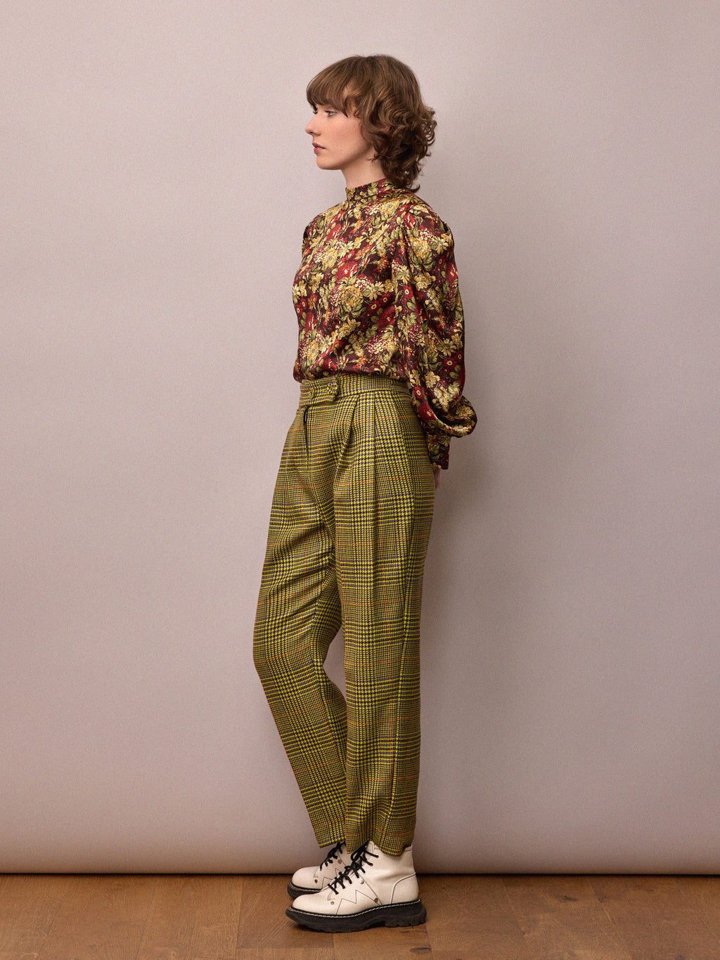 Penelope Trouser / Citrus and Purple Dogtooth