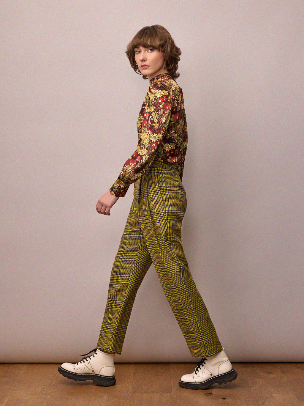 Penelope Trouser / Citrus and Purple Dogtooth