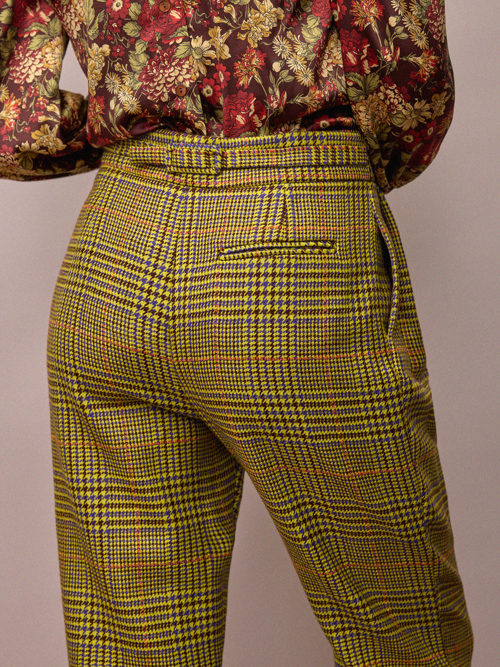 Penelope Trouser / Citrus and Purple Dogtooth
