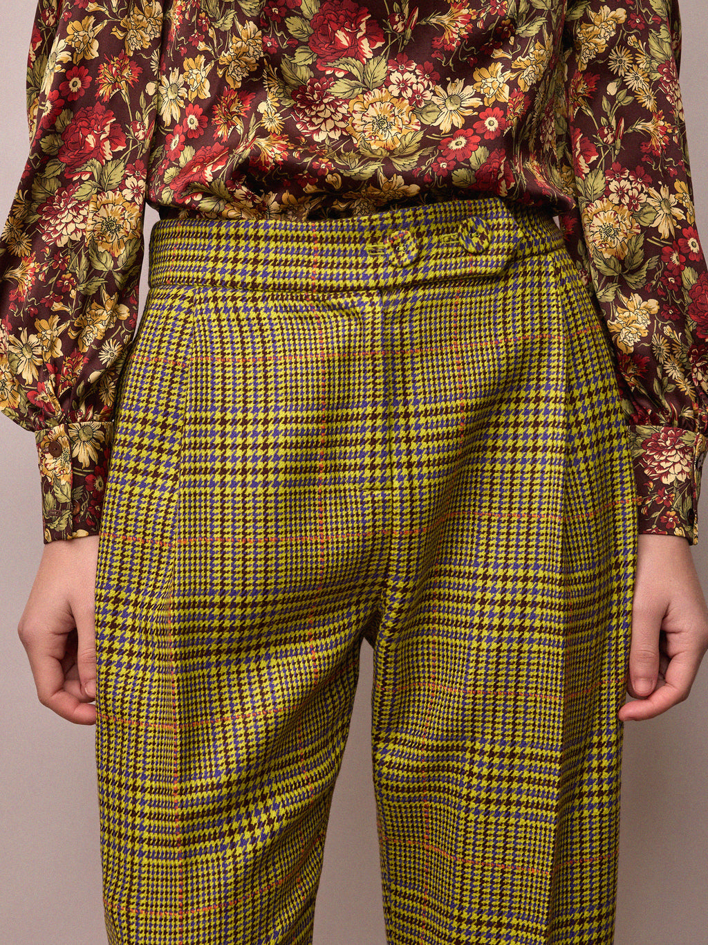 Penelope Trouser / Citrus and Purple Dogtooth