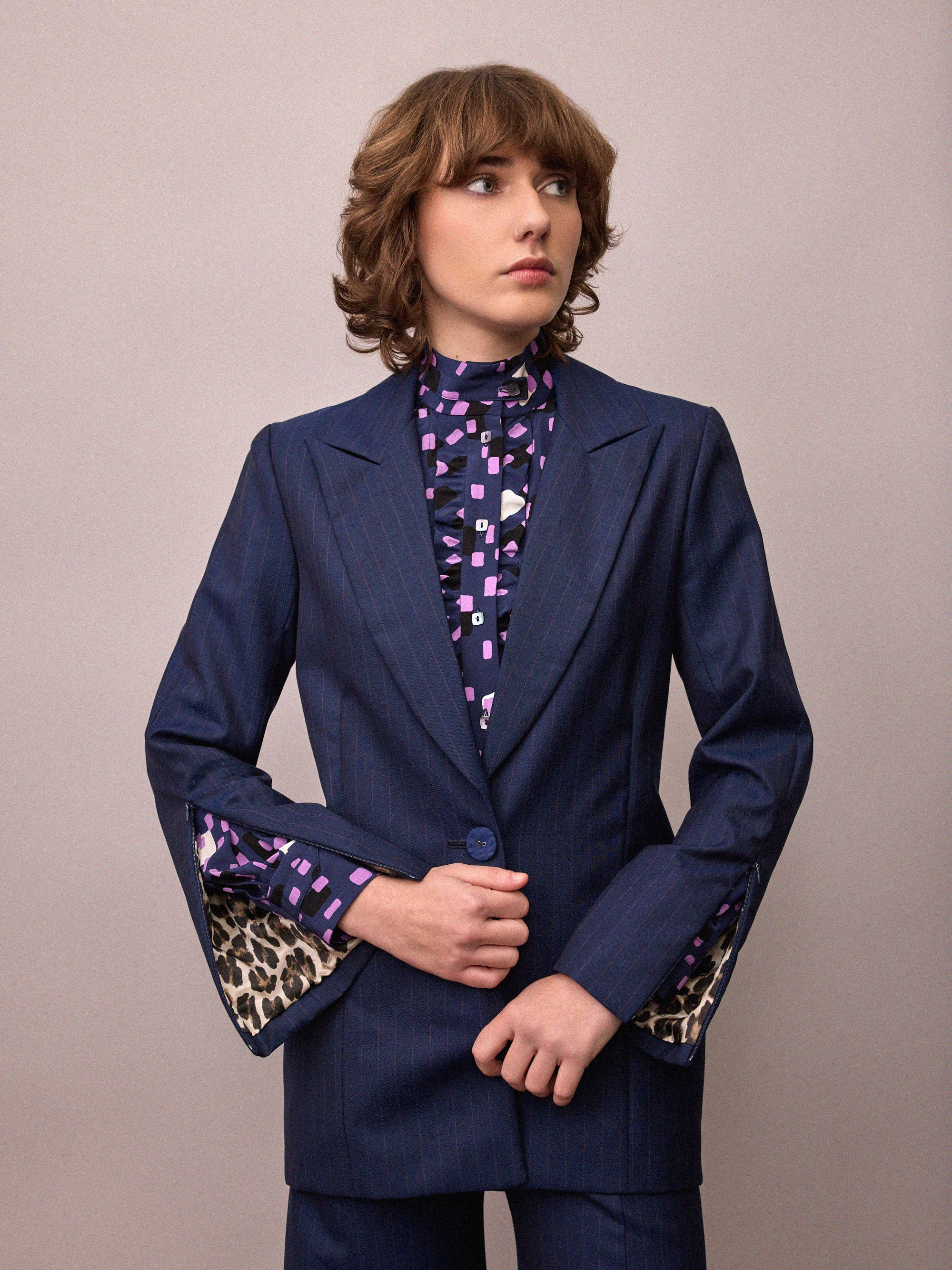 Toni Suit Jacket / Navy and Red Pinstripe