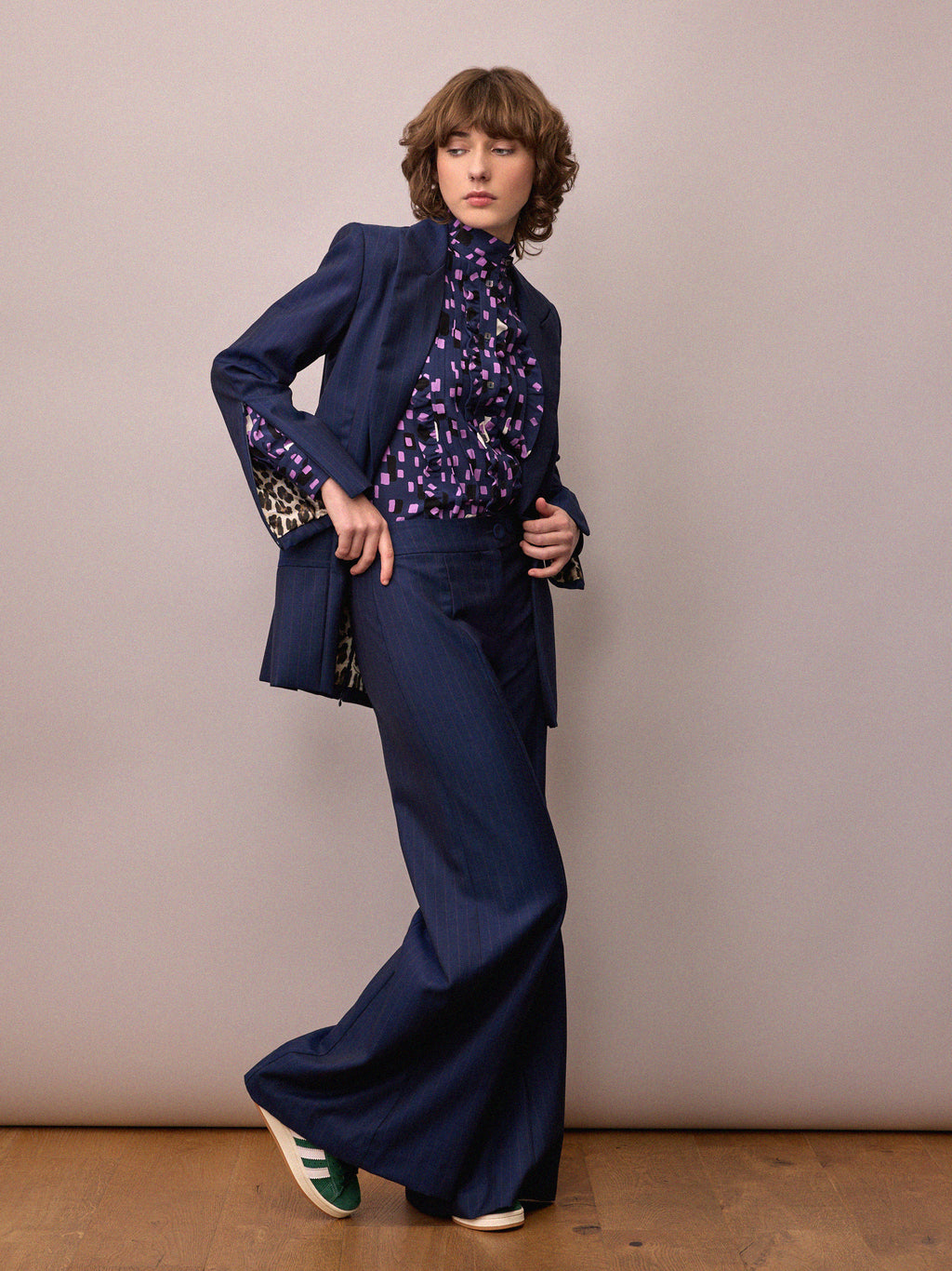 Anderson Trouser / Navy and Red Pinstripe
