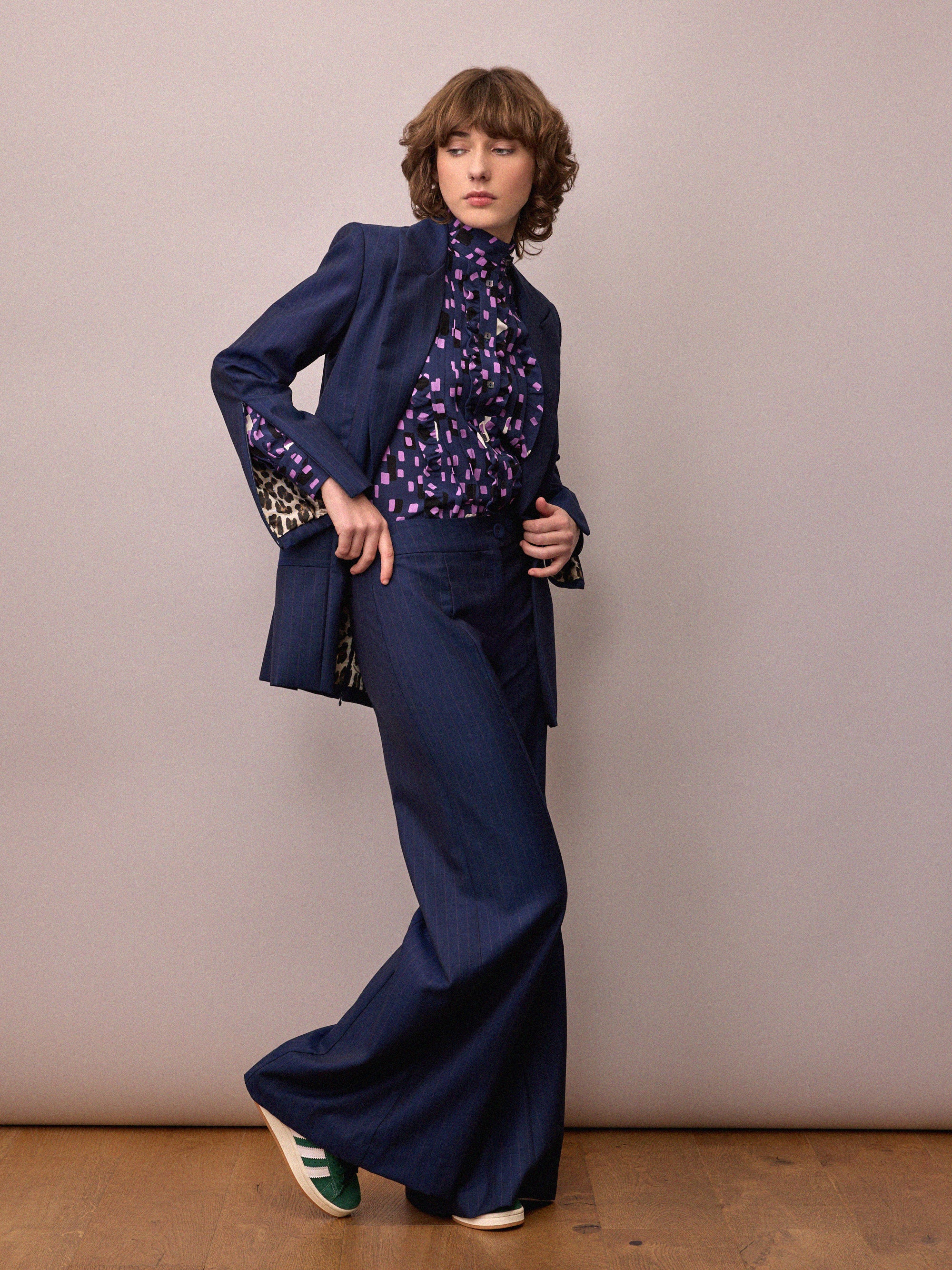 Anderson Trouser / Navy and Red Pinstripe