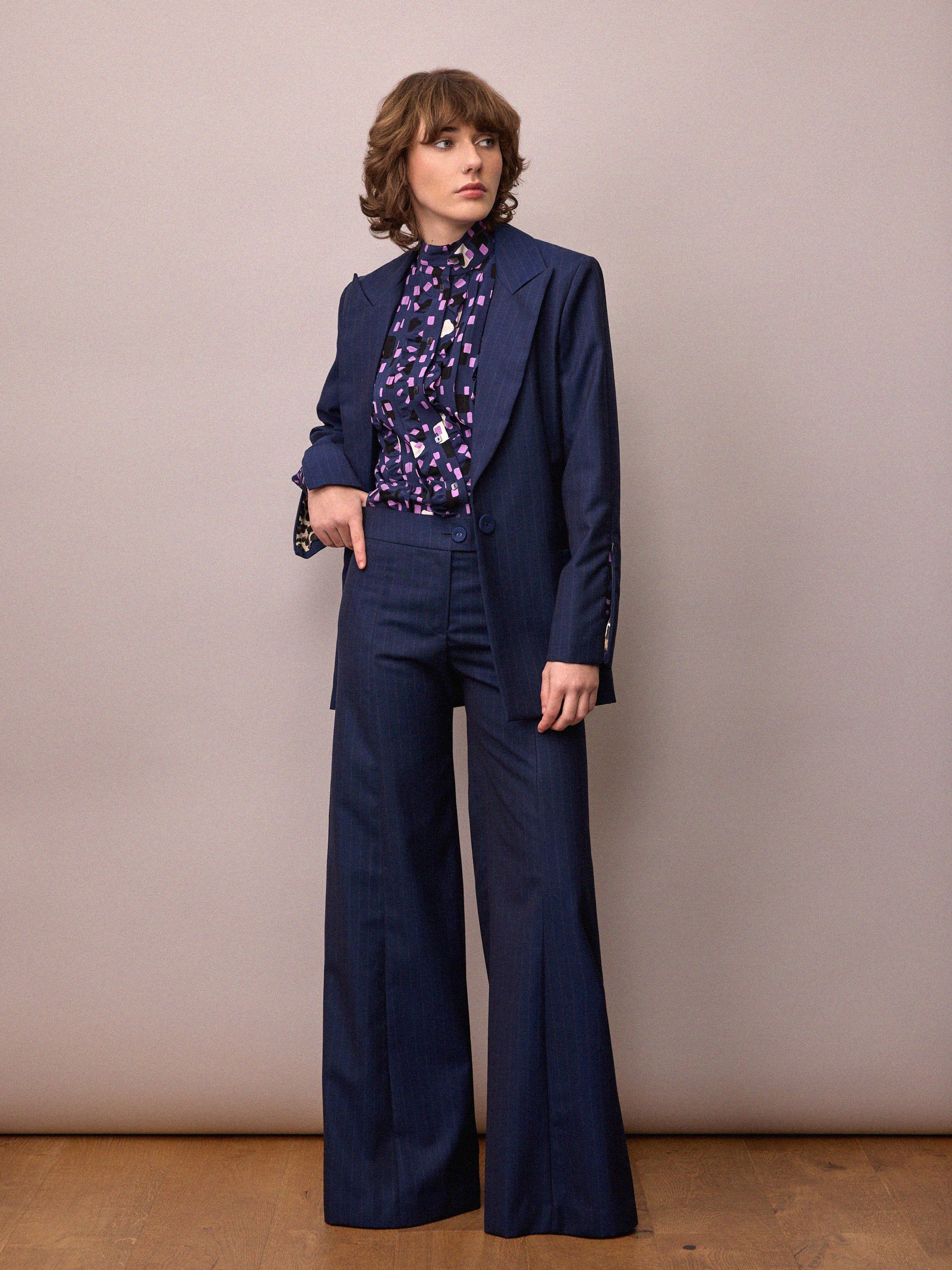 Toni Suit Jacket / Navy and Red Pinstripe
