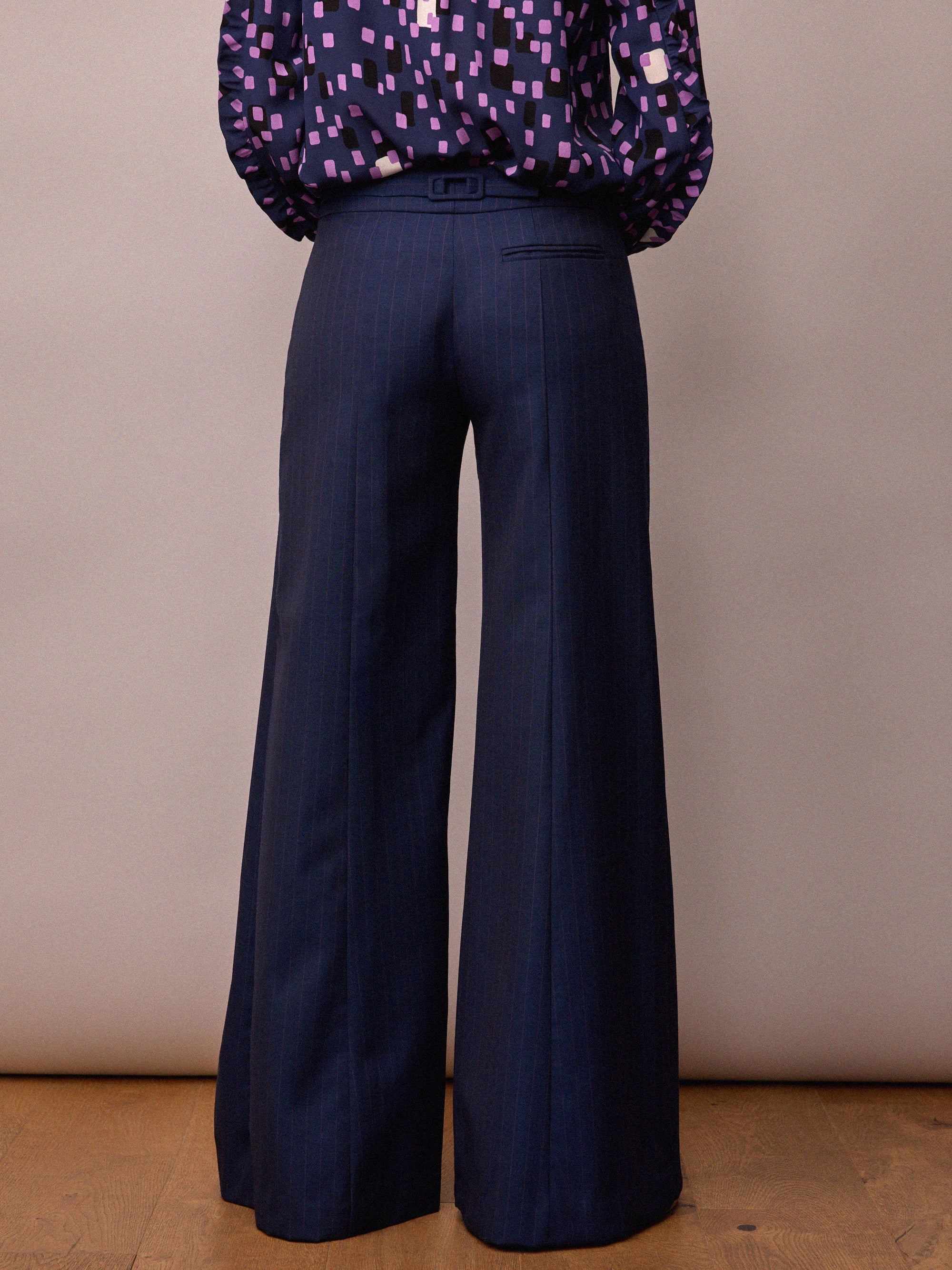 Anderson Trouser / Navy and Red Pinstripe