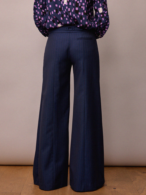 Anderson Trouser / Navy and Red Pinstripe