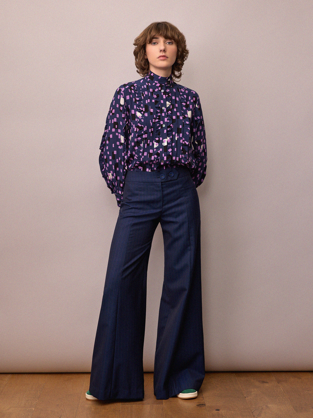 Anderson Trouser / Navy and Red Pinstripe
