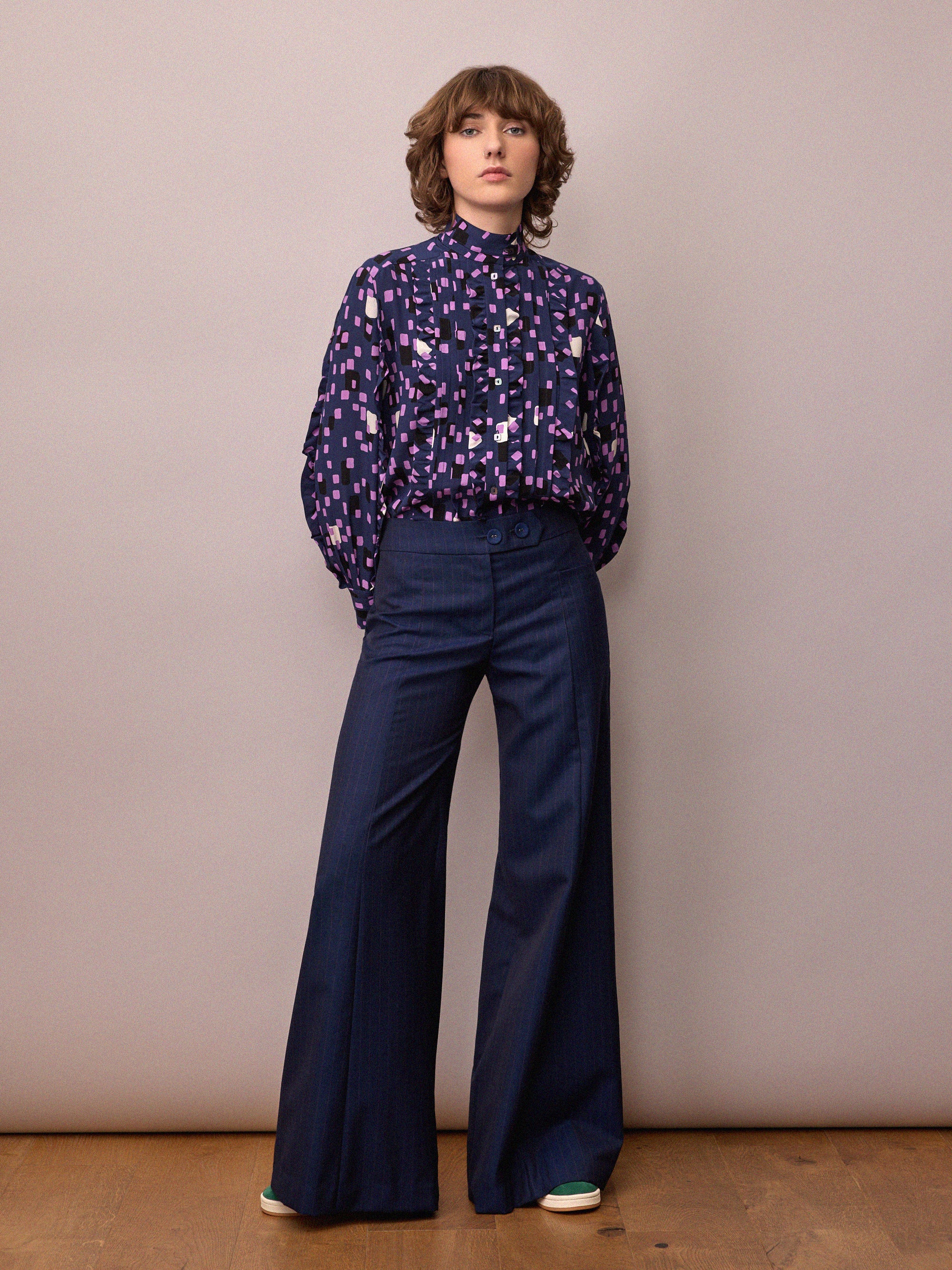 Anderson Trouser / Navy and Red Pinstripe