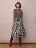 Camille Skirt / Black and White Check Wool