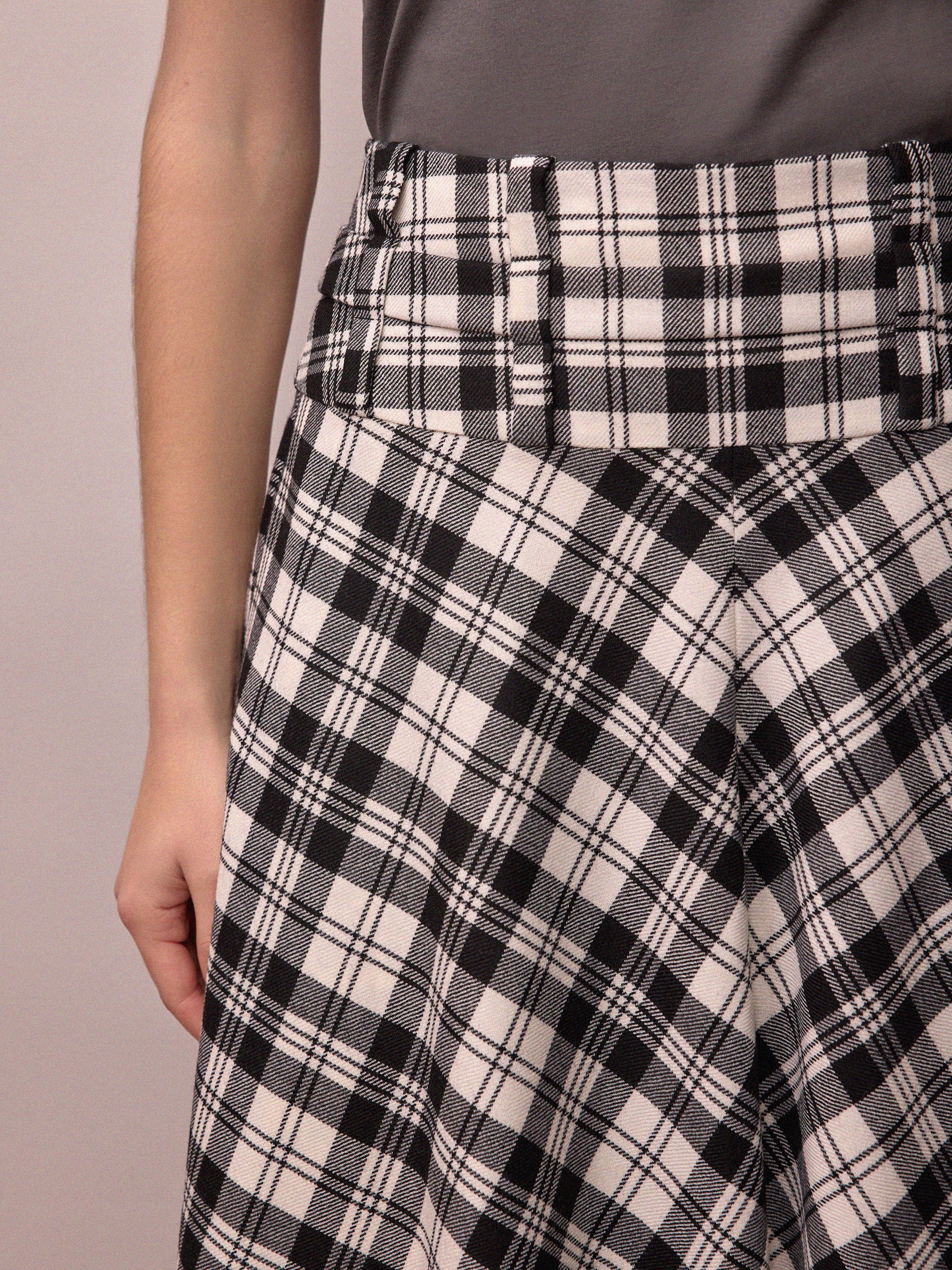 Camille Skirt / Black and White Check Wool