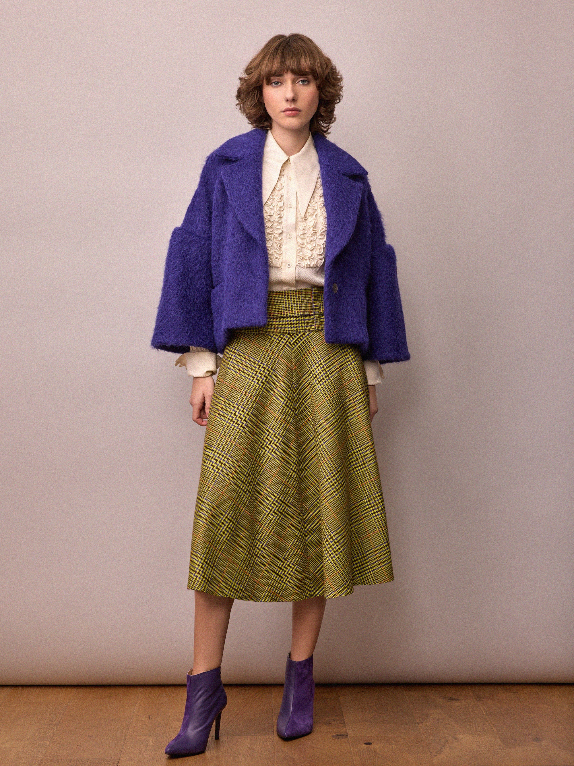 Camille Skirt / Citrus and Purple Dogtooth