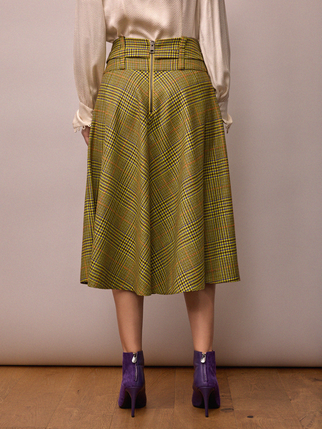 Camille Skirt / Citrus and Purple Dogtooth