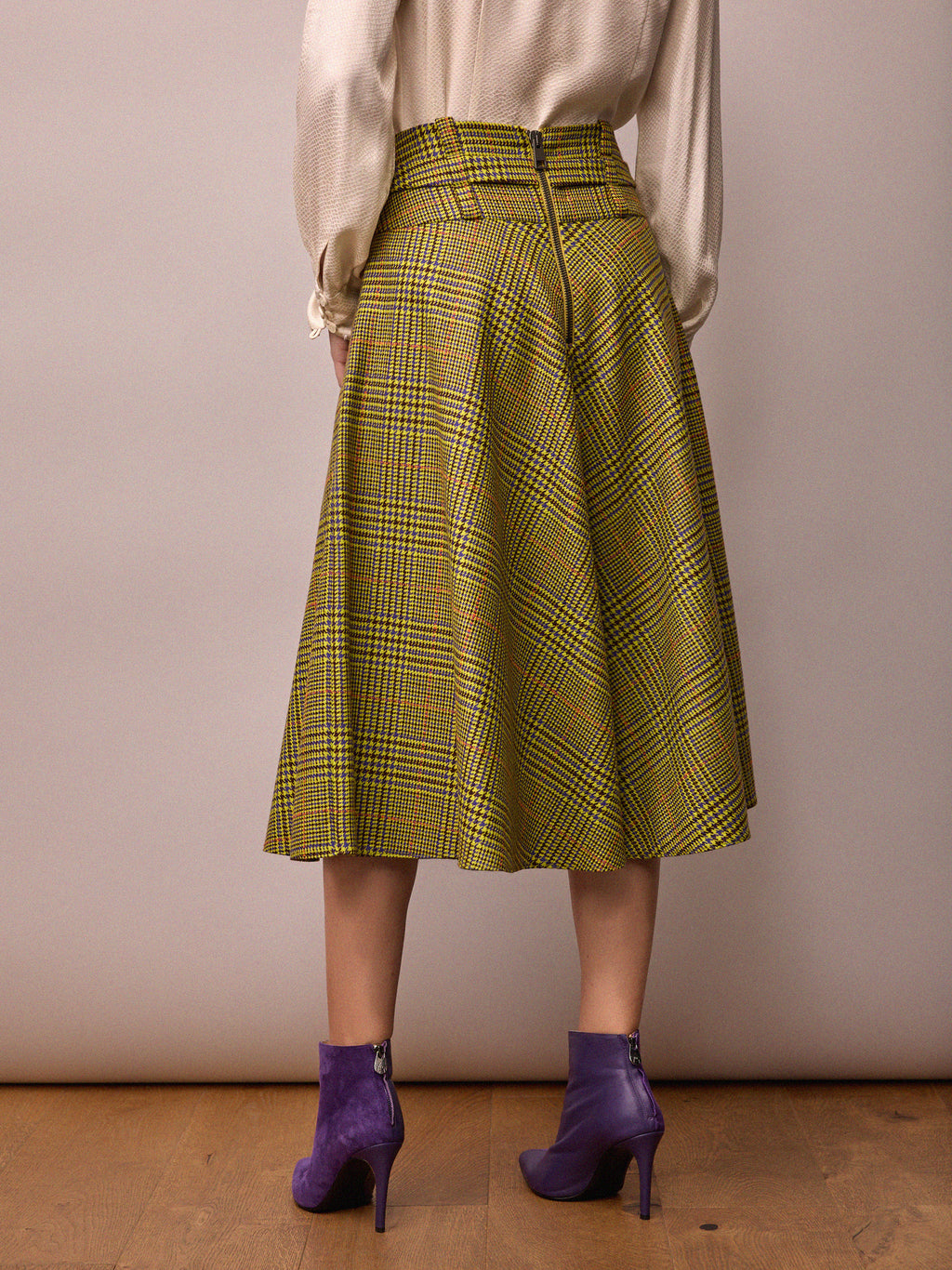 Camille Skirt / Citrus and Purple Dogtooth