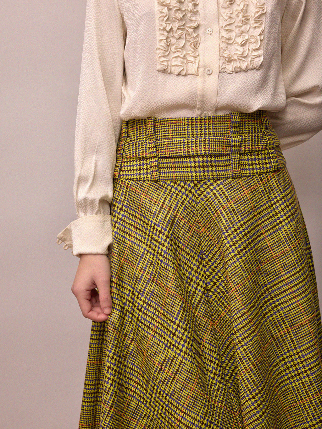Camille Skirt / Citrus and Purple Dogtooth