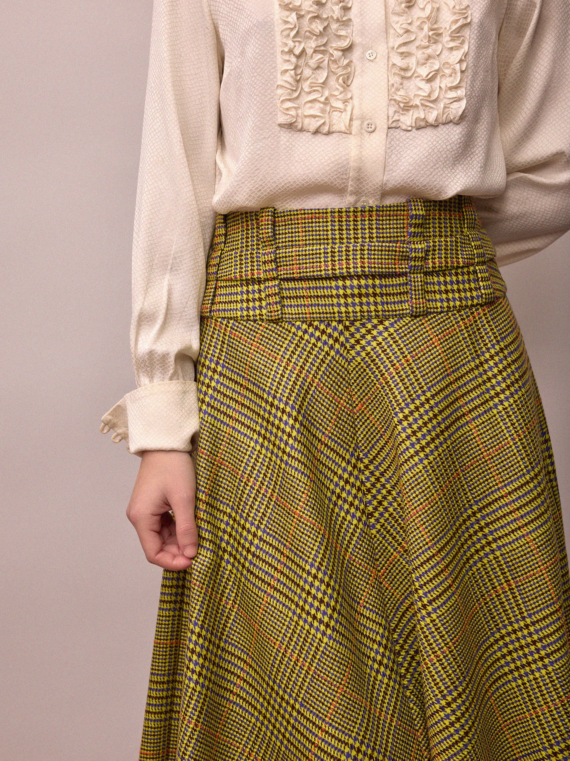 Camille Skirt / Citrus and Purple Dogtooth