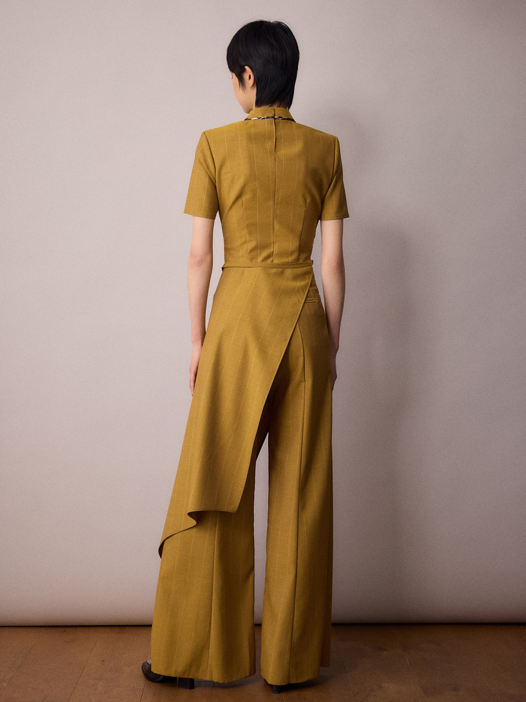 Tilda Asymmetric Top / Mustard Pinstripe