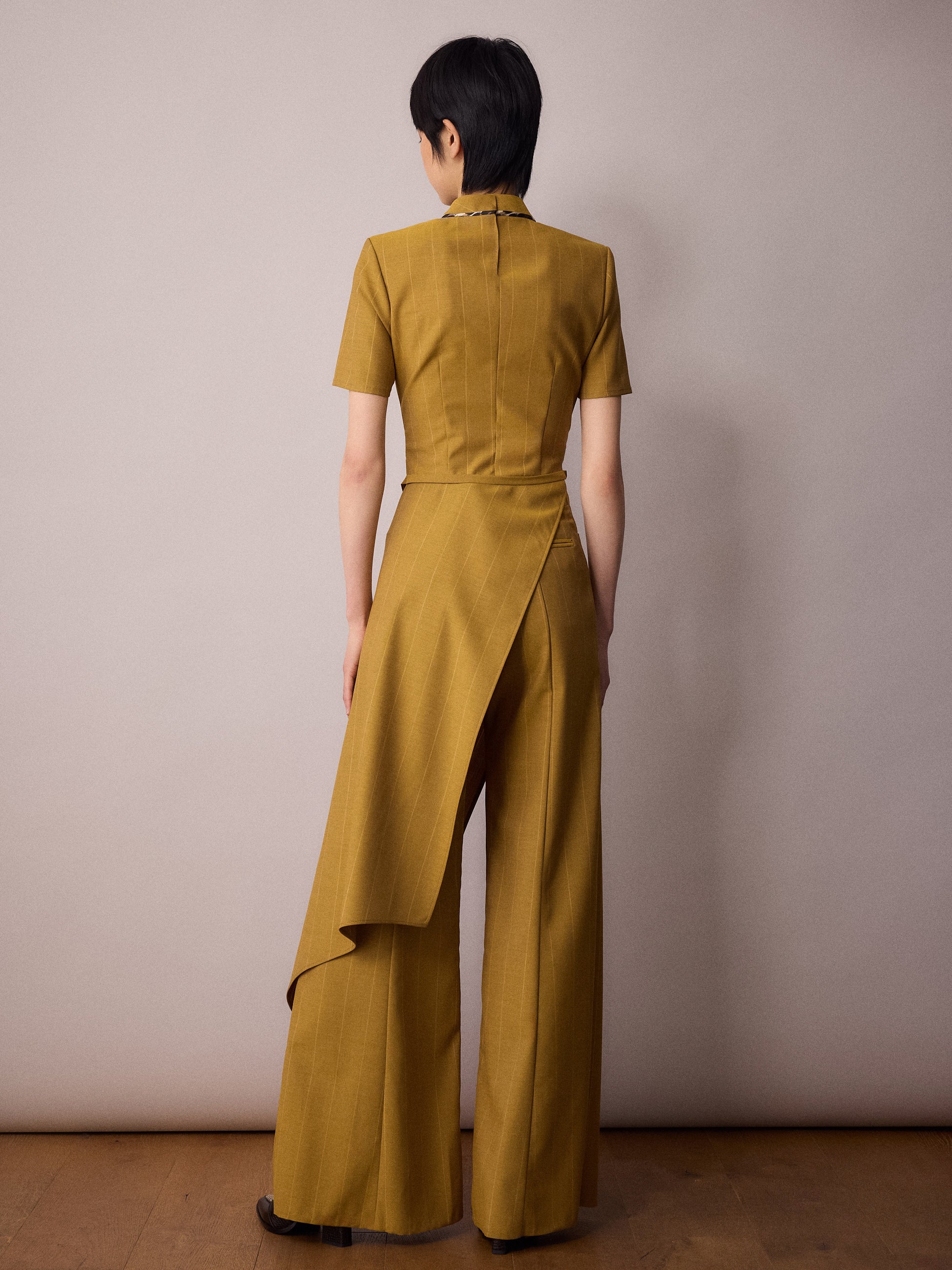 Tilda Asymmetric Top / Mustard Pinstripe