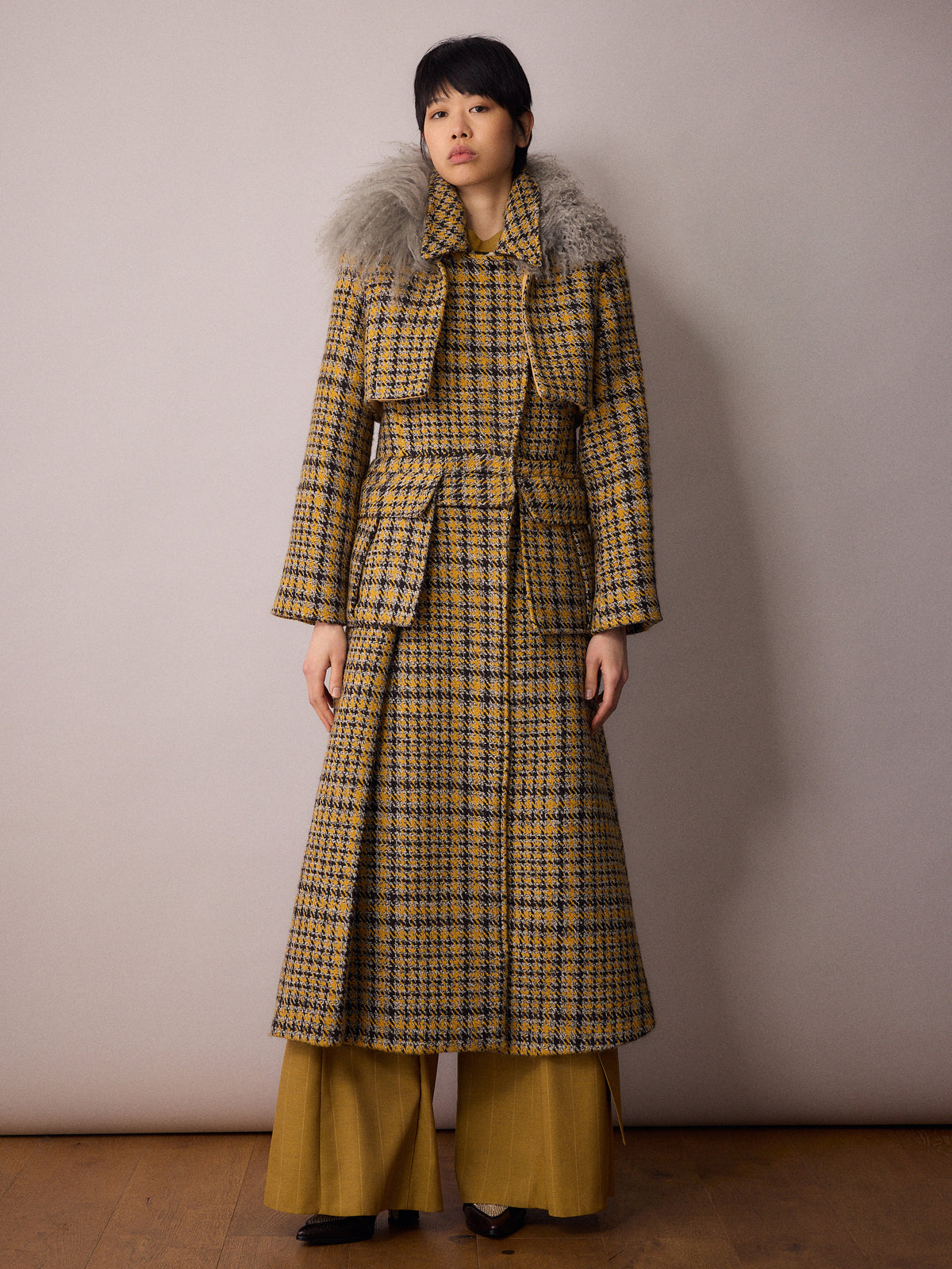 Mythanwy Coat / Mustard Houndstooth