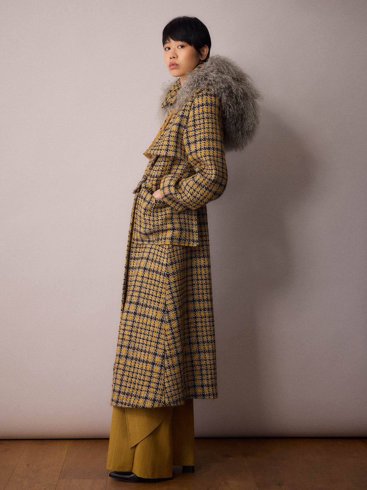 Mythanwy Coat / Mustard Houndstooth