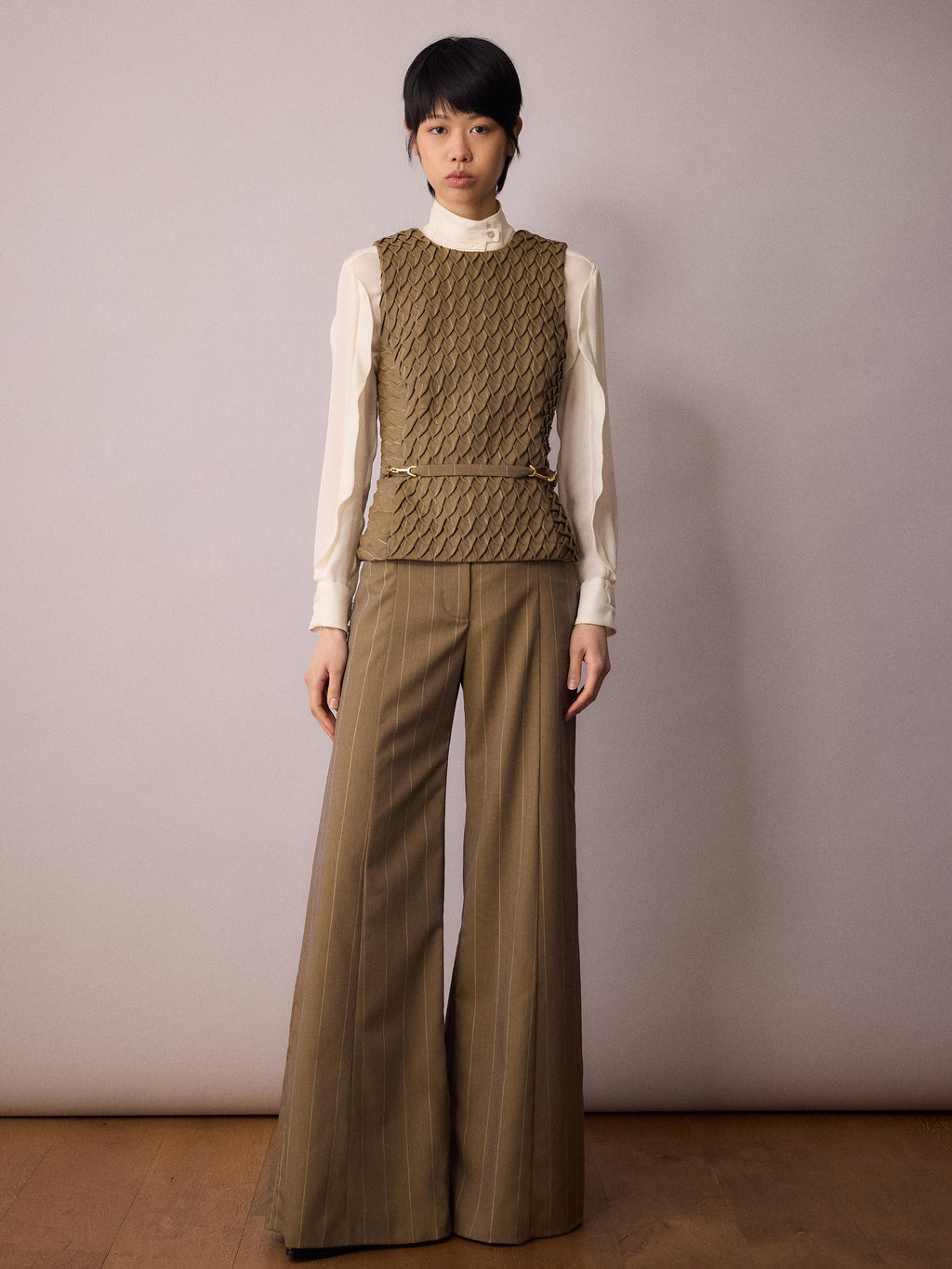 Marlo Waistcoat / Sand Pinstripe