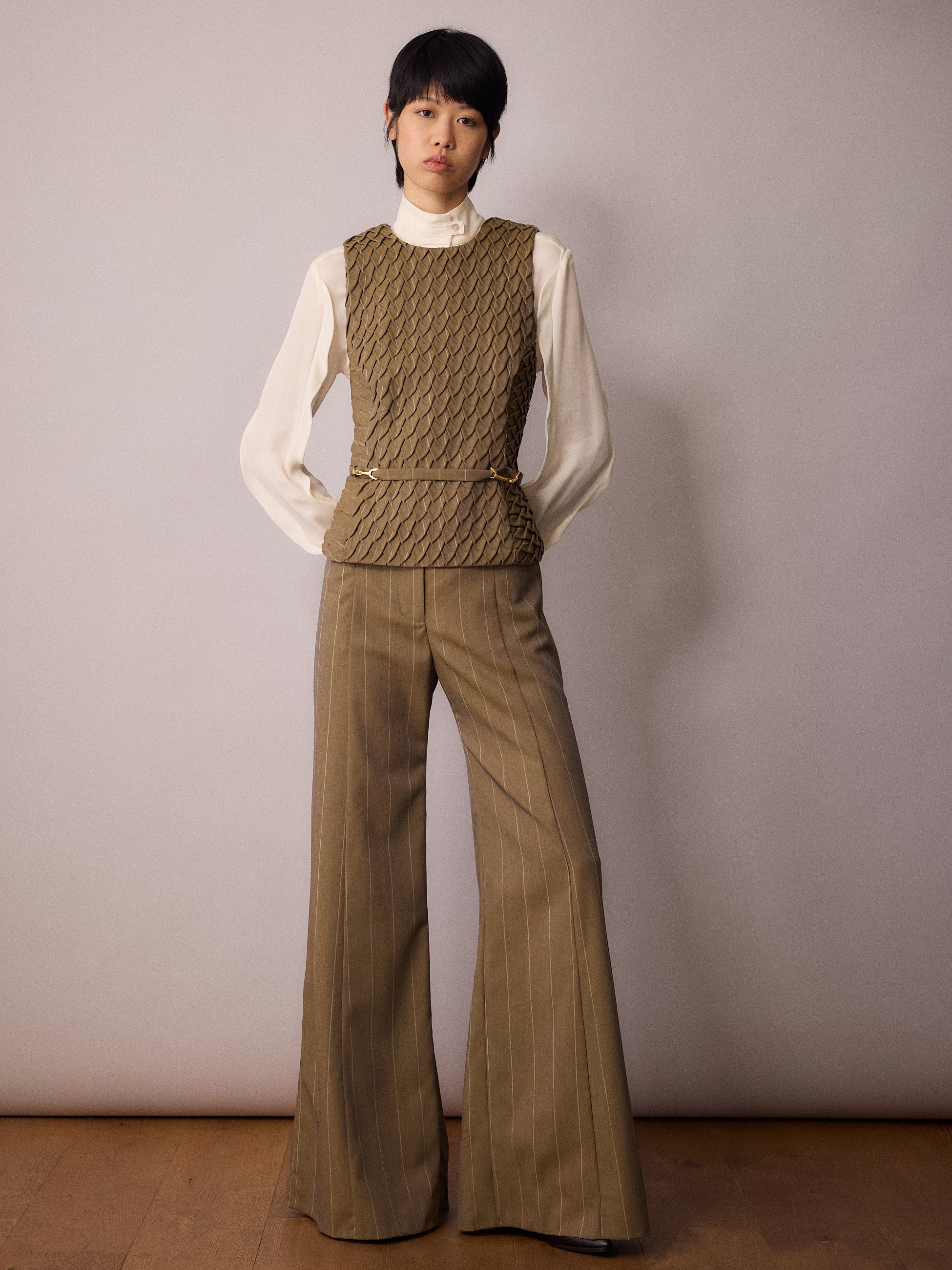 Anderson Trouser / Sand Pinstripe