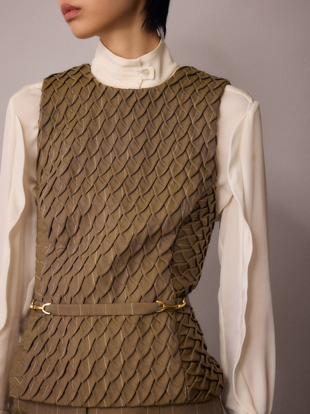 Marlo Waistcoat / Sand Pinstripe