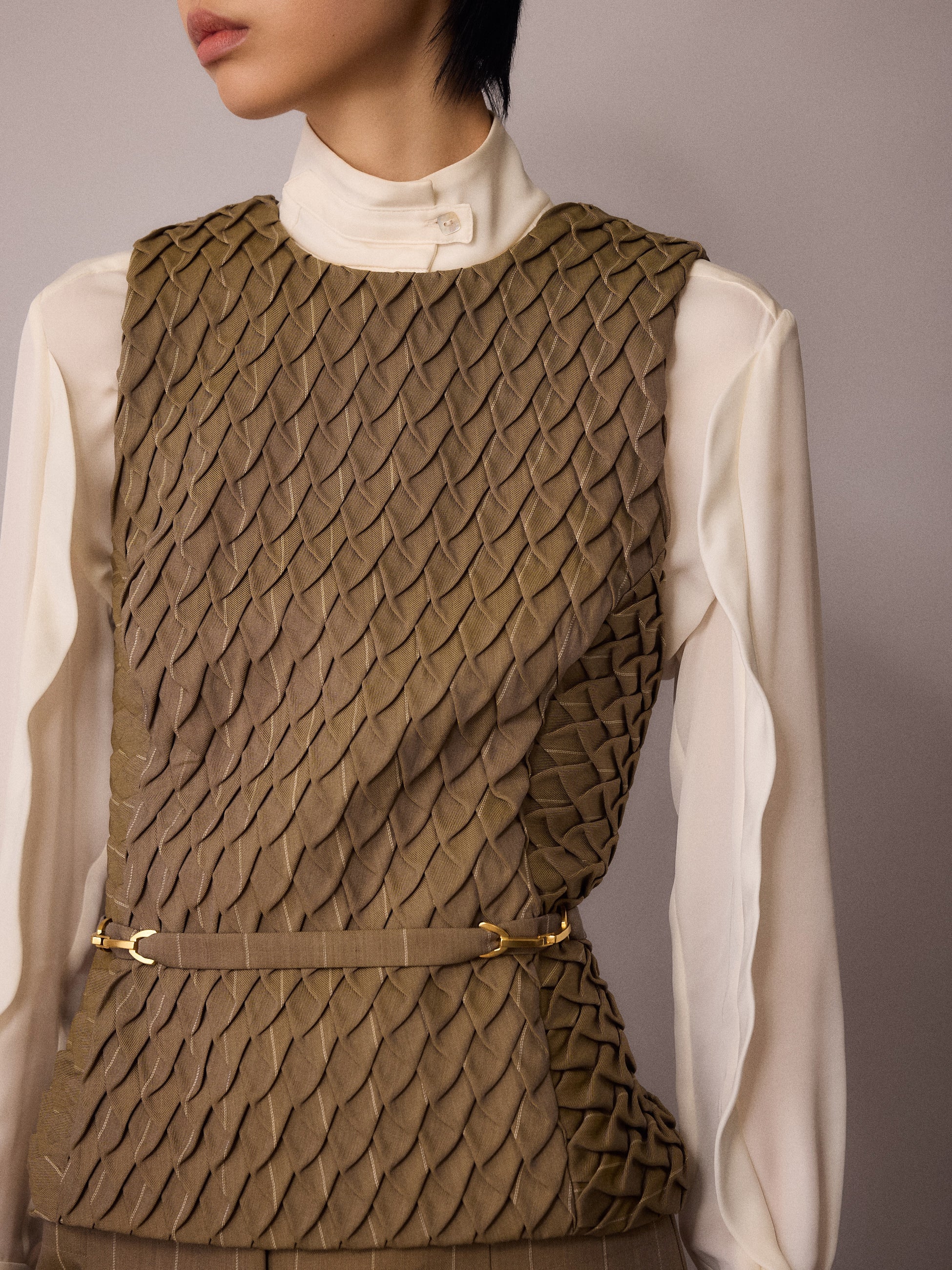 Marlo Waistcoat / Sand Pinstripe
