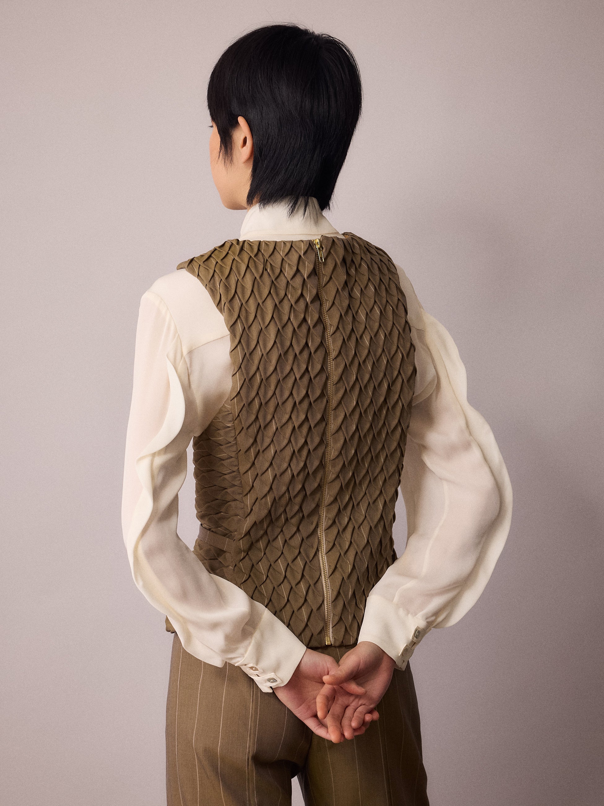 Marlo Waistcoat / Sand Pinstripe
