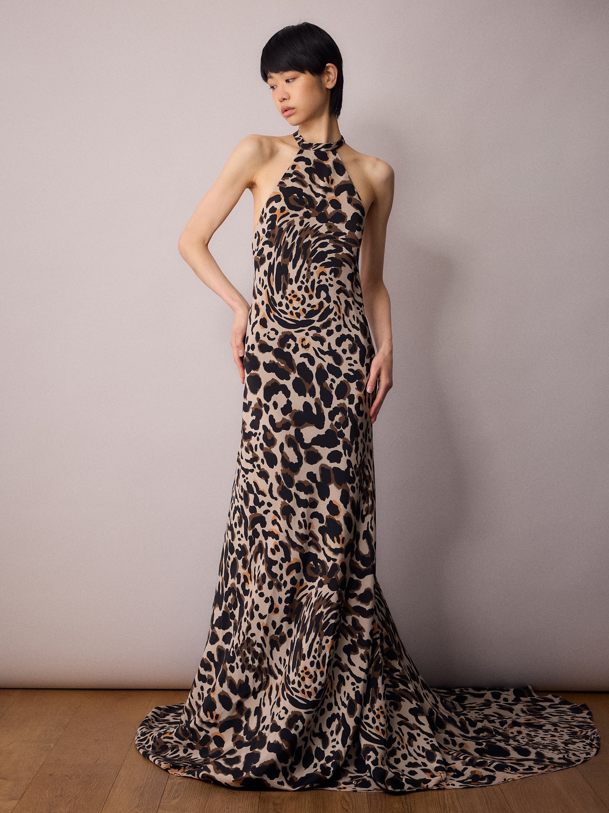 Marianne Bias Cut Dress / Animal
