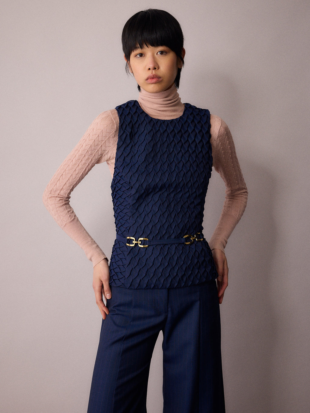 Marlo Waistcoat / Navy and Red Pinstripe