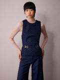 Marlo Waistcoat / Navy and Red Pinstripe