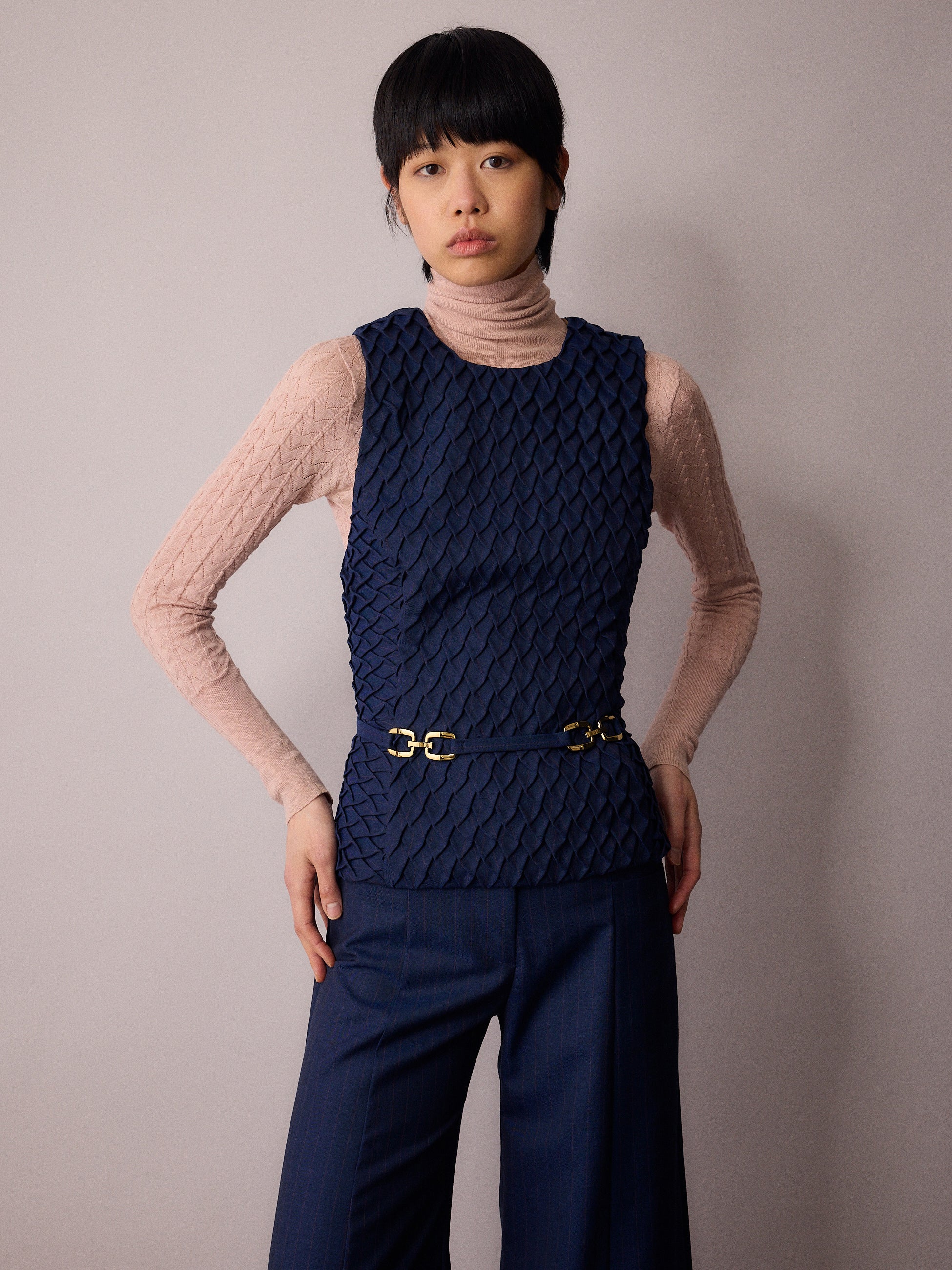 Marlo Waistcoat / Navy and Red Pinstripe