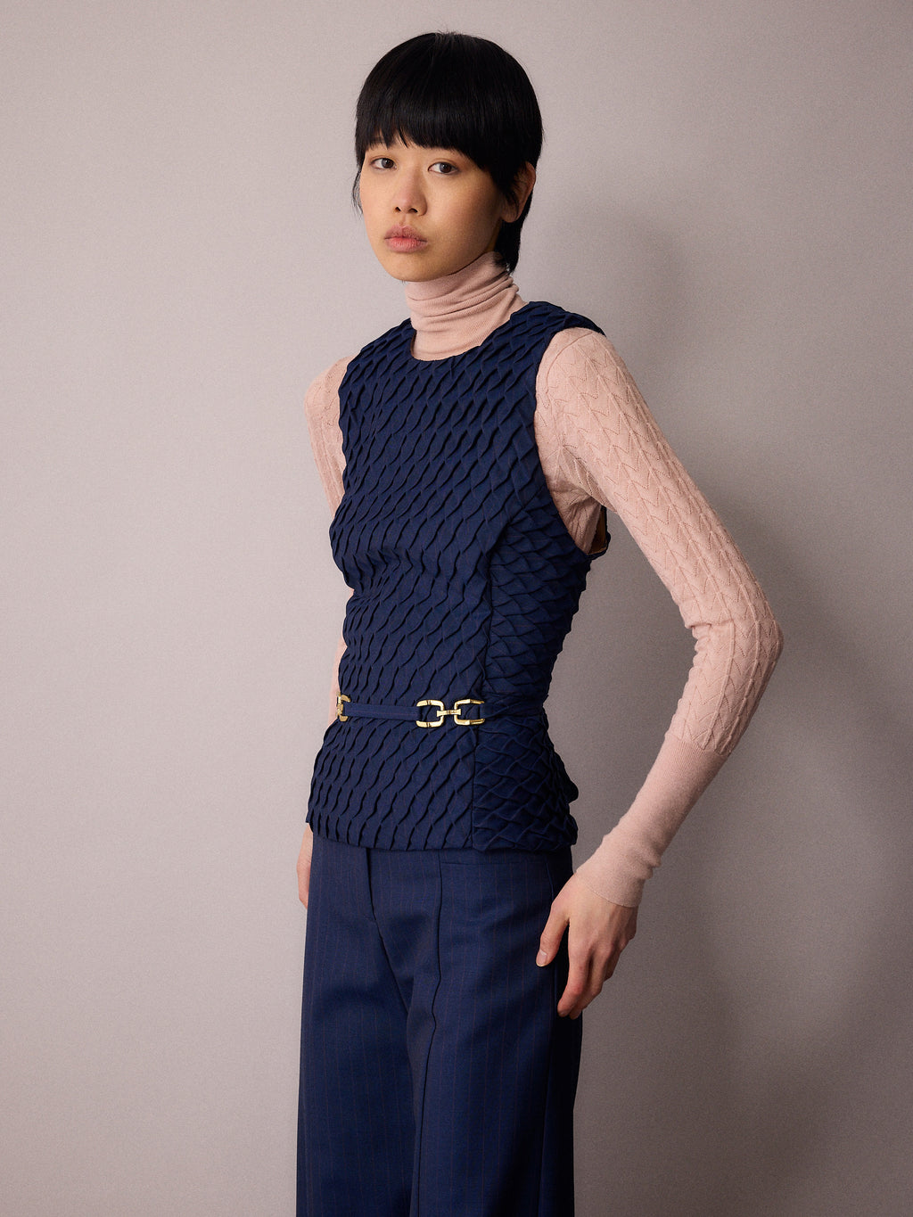 Marlo Waistcoat / Navy and Red Pinstripe