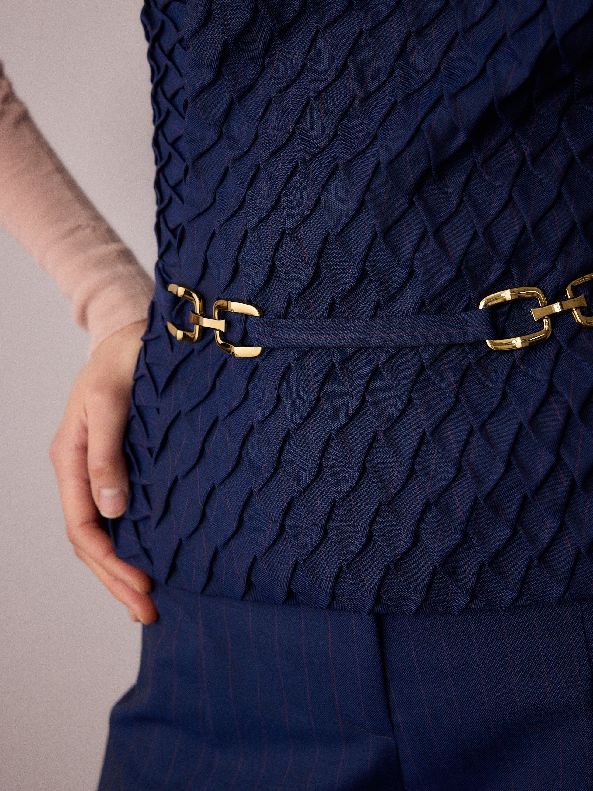 Marlo Waistcoat / Navy and Red Pinstripe