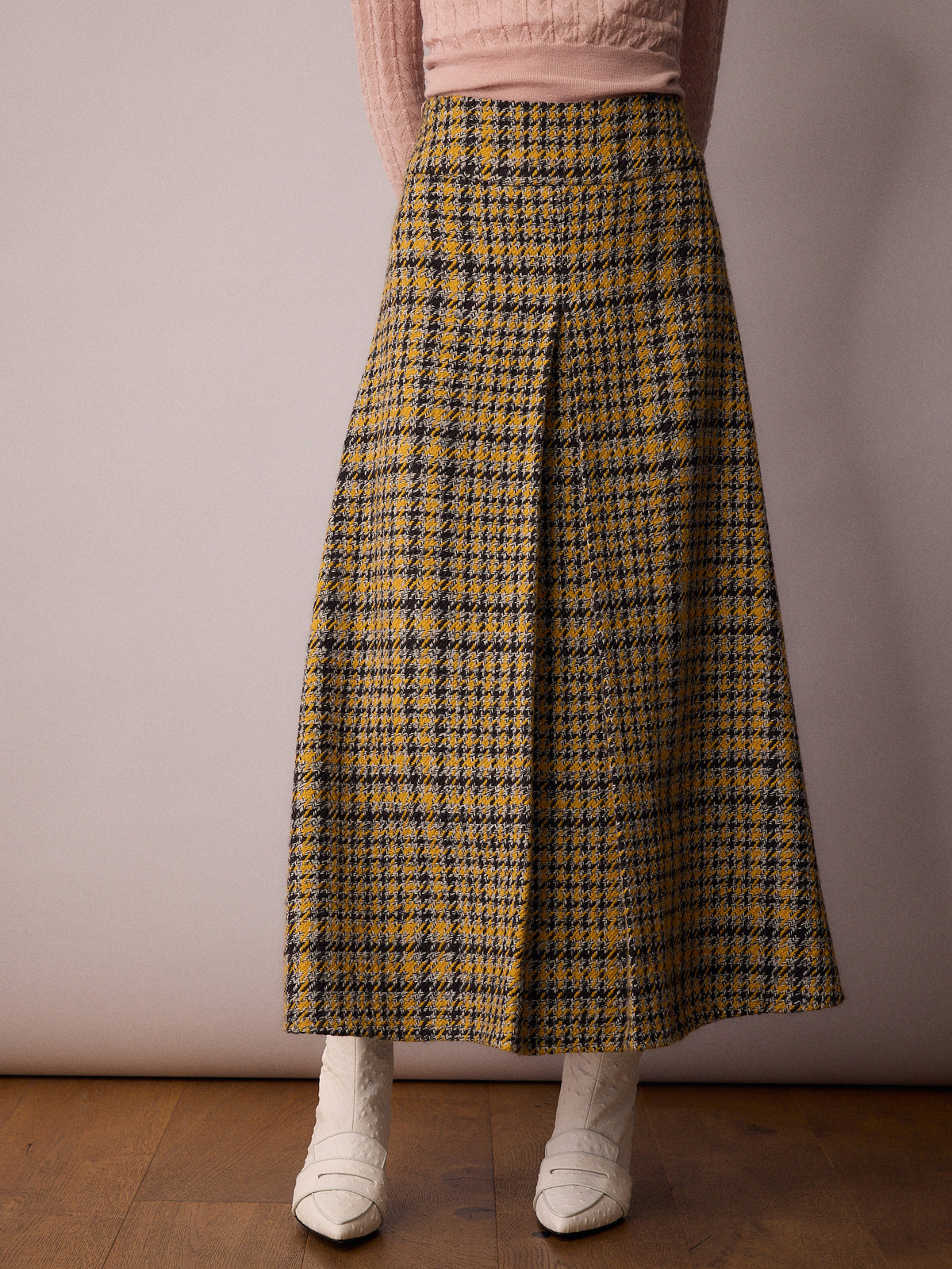 Riley Skirt / Mustard Houndstooth