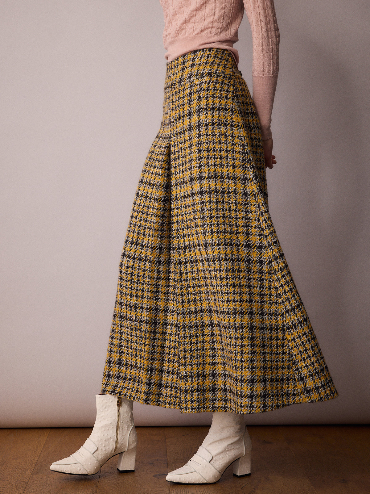 Riley Skirt / Mustard Houndstooth