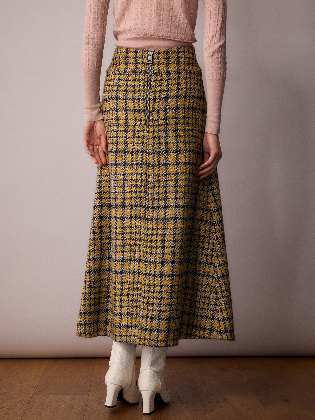 Riley Skirt / Mustard Houndstooth
