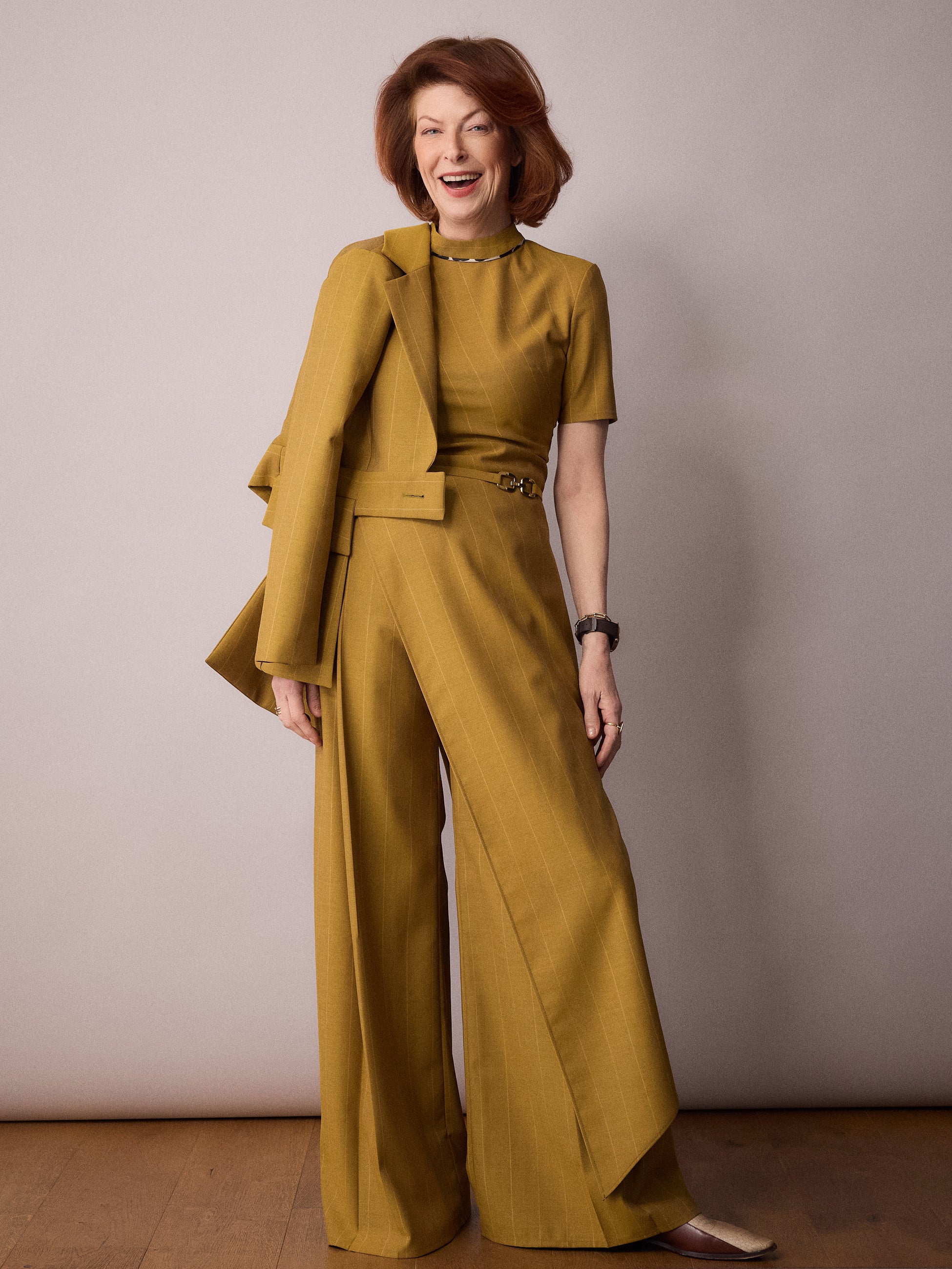 Tilda Asymmetric Top / Mustard Pinstripe
