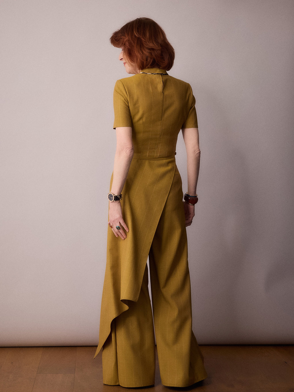 Tilda Asymmetric Top / Mustard Pinstripe