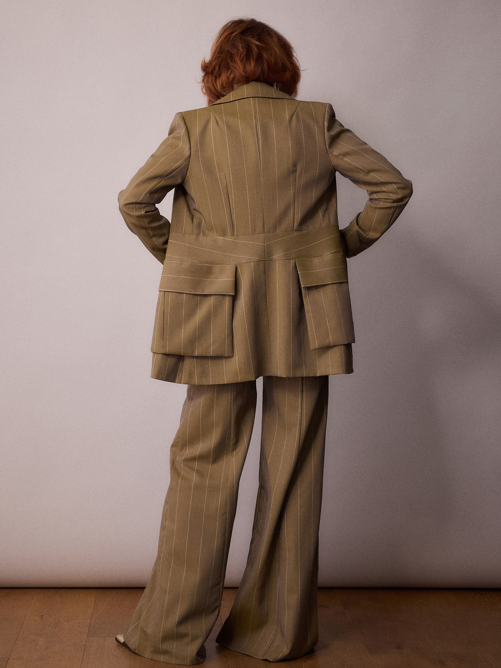 Harper Suit Jacket / Sand Pinstripe