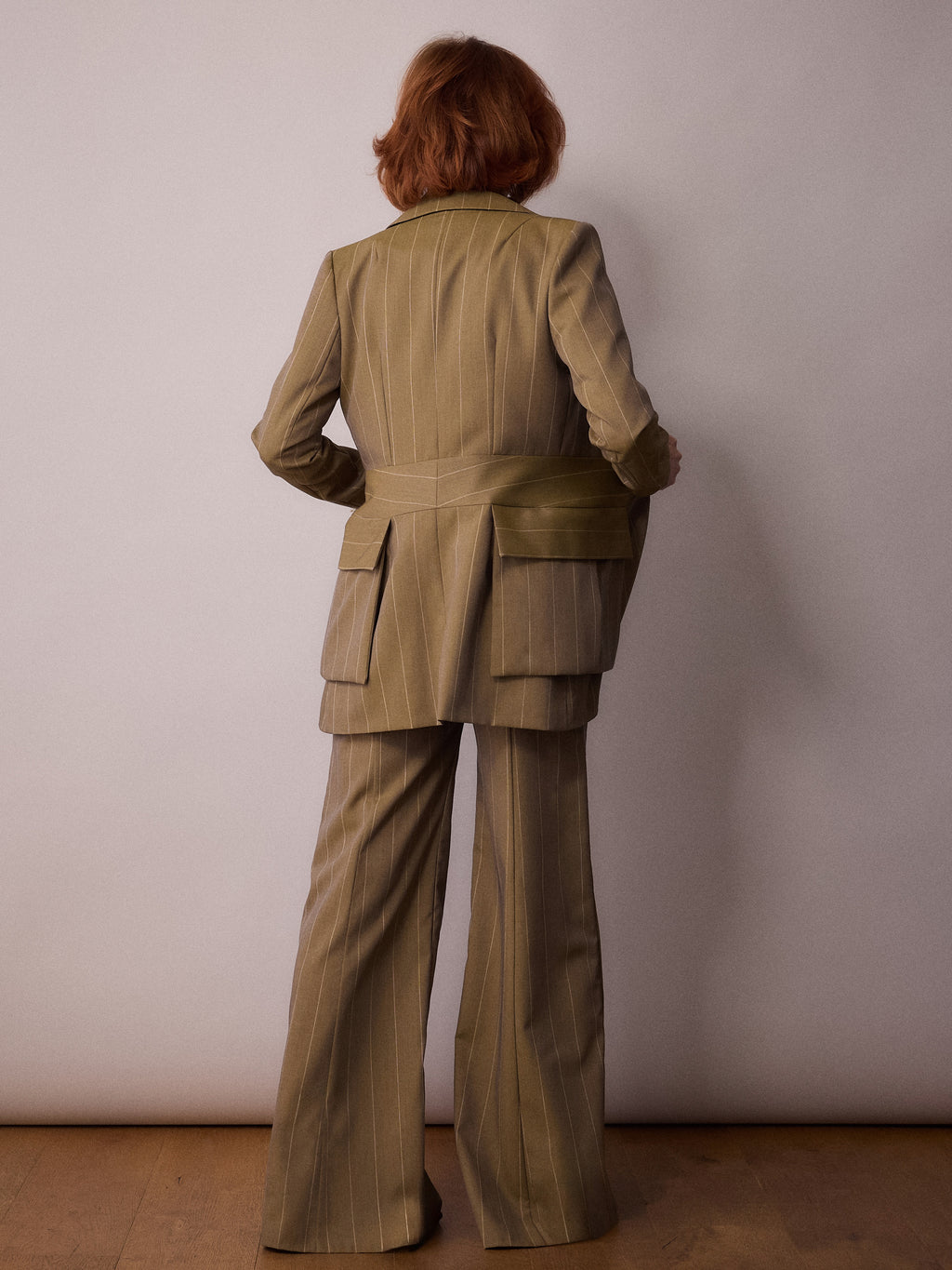 Harper Suit Jacket / Sand Pinstripe