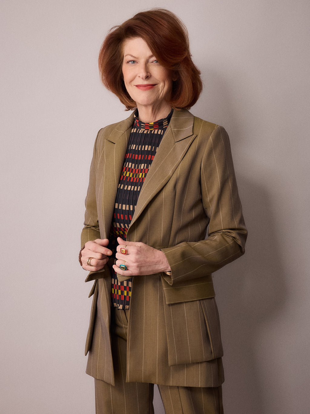 Harper Suit Jacket / Sand Pinstripe